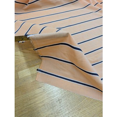 画像4: 生地：綿レーヨンリネン ドビー織りボーダー柄（オレンジ／紺／白）