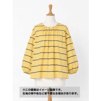 生地：綿レーヨンリネン ドビー織りボーダー柄（黄色／紺／白）