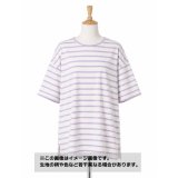 生地：綿100% ボーダー天竺プリント（オフ／パープル）
