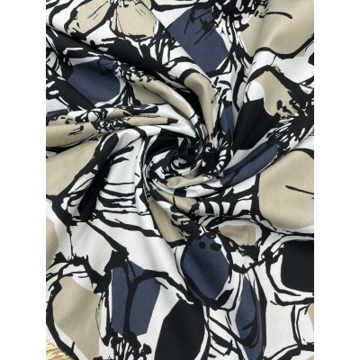 画像7: 生地：綿100％ 手描き風花柄コットン（白地／ベージュ・黒）