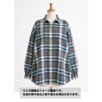 生地：綿100％ チェック柄コットン（白地／ベージュ・ブルー系）