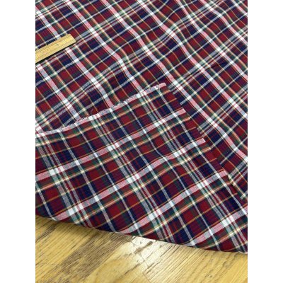 画像4: 生地：綿100％ チェック柄コットン（白地／ネイビー・赤系）