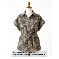 生地：ボタニカル葉っぱ柄リネン（ベージュ／茶）