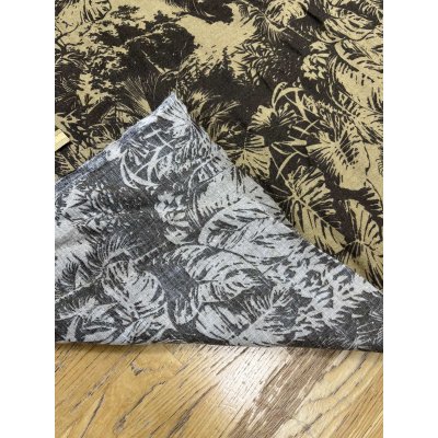 画像4: 生地：ボタニカル葉っぱ柄リネン（ベージュ／茶）