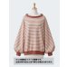 画像1: 生地：綿100％手書き風ボーダー柄ニット（白／朱赤） (1)