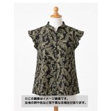 生地：ダブル幅ポリエステル100%ボタニカル柄プリントデシン（黒／緑）