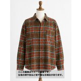 生地：綿100％ 微起毛チェック柄（茶／オレンジ）