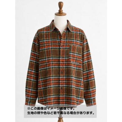 画像1: 生地：綿100％ 微起毛チェック柄（茶／オレンジ）