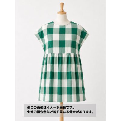 画像1: 生地：綿100％ ブロックチェック柄 ブロード（緑／白）