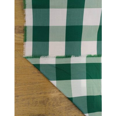 画像4: 生地：綿100％ ブロックチェック柄 ブロード（緑／白）
