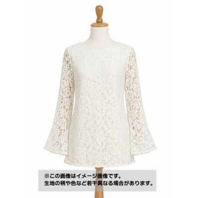 画像1: 生地：ポリエステル100％ レース花柄（生成り）