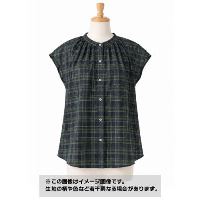 画像1: 生地：綿100％ チェック柄（緑／紺）