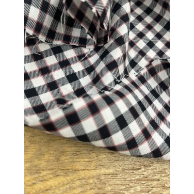 画像8: 生地：綿100％ チェック柄（白地×紺×赤ライン）