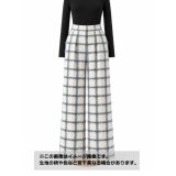 生地：綿混カットジャガード格子柄（白／デニム）