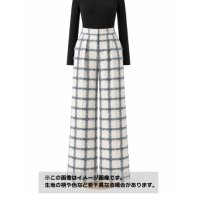 生地：綿混カットジャガード格子柄（白／デニム）