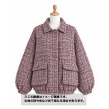 生地： ウール混 ファンシーツイード（ピンク×グレー）