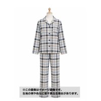生地：綿100％ 起毛ネルチェック柄（白地／紺・水色）