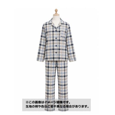 画像1: 生地：綿100％ 起毛ネルチェック柄（白地／紺・水色）
