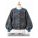 生地：ポリエステル等混合率不明　ボンディングニット（ピーコックグリーン系チェックプリント）