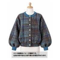 生地：ポリエステル等混合率不明　ボンディングニット（ピーコックグリーン系チェックプリント）