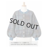 生地：ポリエステル等混合率不明　ボンディングニット（ピーコックグリーン系チェックプリント）