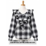 生地：綿100％ オンブレチェックヘリンボン柄（白／黒）