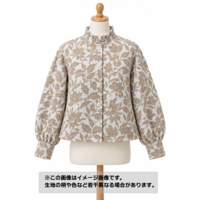 画像1: 生地：ポリエステル100％ ジャガード（生成り地／ベージュ花柄）