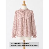 生地：ポリエステル100％ 小花柄プリントデシン（白地／ピンク）