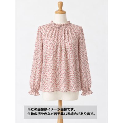 画像1: 生地：ポリエステル100％ 小花柄プリントデシン（白地／ピンク）
