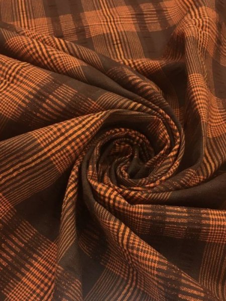 画像5: 生地:インド綿チェック(オレンジ) (5)