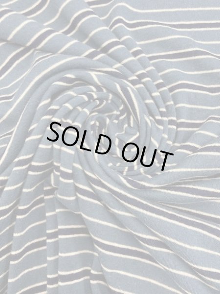 画像4: 生地:ボーダー柄裏パイルニット(青系) (4)