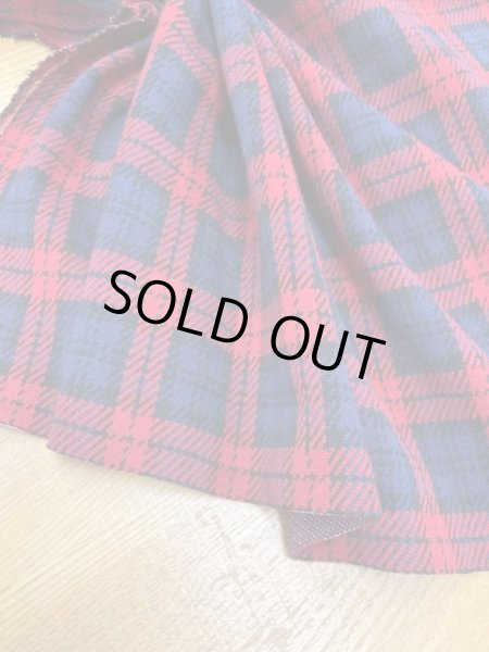 画像5: 生地:チェック柄綿ジャガードニット(赤/紺) (5)