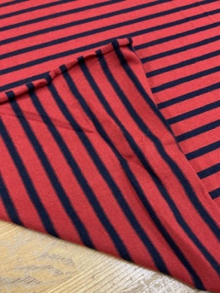 画像3: 生地:ウールポリボーダーニット(エンジ/紺) (3)