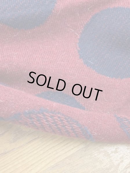 画像4: 生地:綿ポリアクリル水玉ジャガードニット(エンジ/紺) (4)