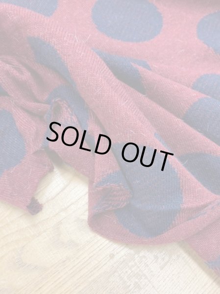 画像5: 生地:綿ポリアクリル水玉ジャガードニット(エンジ/紺) (5)