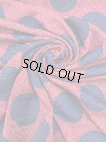 画像6: 生地:綿ポリアクリル水玉ジャガードニット(エンジ/紺) (6)