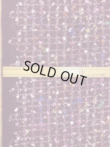 画像2: 生地:ウールポリ混ファンシーツイード(エンジ) (2)