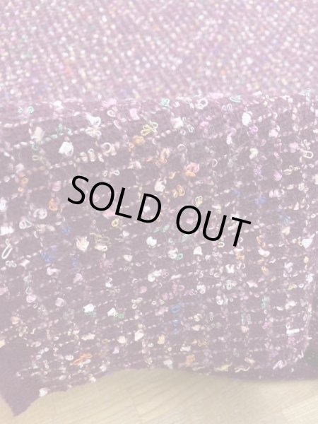 画像4: 生地:ウールポリ混ファンシーツイード(エンジ) (4)