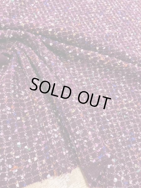 画像6: 生地:ウールポリ混ファンシーツイード(エンジ) (6)