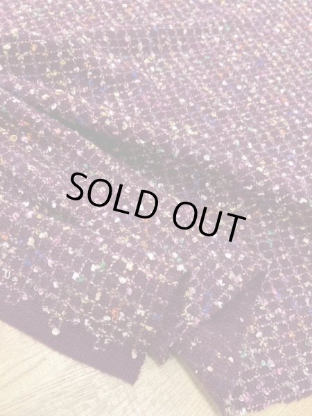 画像7: 生地:ウールポリ混ファンシーツイード(エンジ) (7)