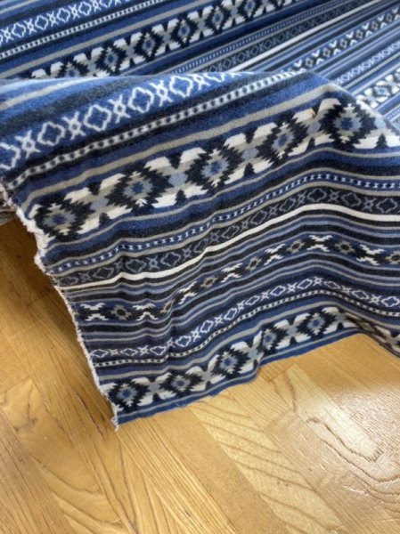 画像5: 生地:ネイティブ柄プリントコットンネル(ブルー・紺) (5)