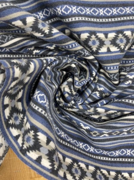 画像6: 生地:ネイティブ柄プリントコットンネル(ブルー・紺) (6)
