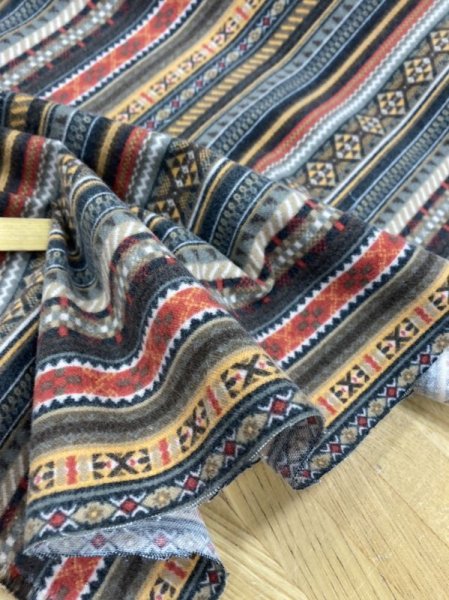 画像6: 生地:ネイティブ柄プリントコットンネル(オレンジ・茶) (6)