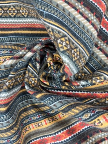 画像7: 生地:ネイティブ柄プリントコットンネル(オレンジ・茶) (7)