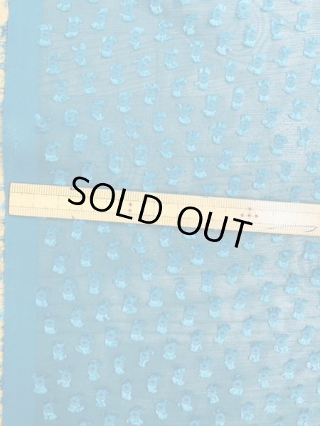 画像2: 生地:ドット柄カットシフォンポリエステル(ターコイズグリーン) (2)