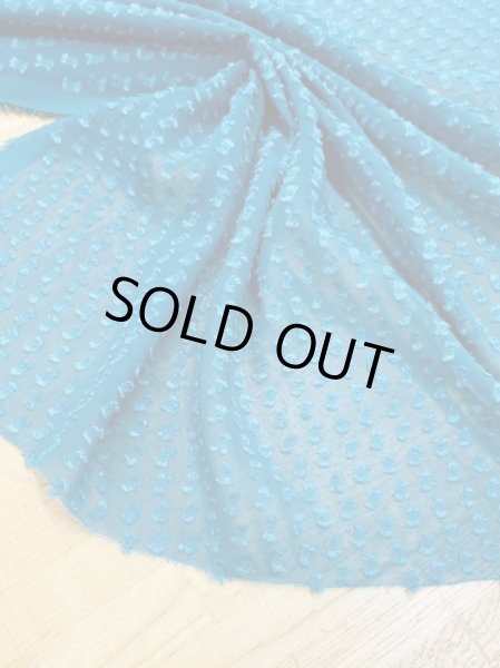 画像5: 生地:ドット柄カットシフォンポリエステル(ターコイズグリーン) (5)