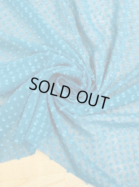 画像7: 生地:ドット柄カットシフォンポリエステル(ターコイズグリーン) (7)