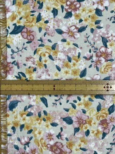 画像2: 生地:ダブル幅ポリエステル100%花柄プリント(クリーム/ピンク) (2)