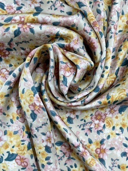 画像6: 生地:ダブル幅ポリエステル100%花柄プリント(クリーム/ピンク) (6)