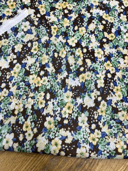 画像3: 生地:ダブル幅ポリエステル100%花柄プリント(茶/黄色) (3)